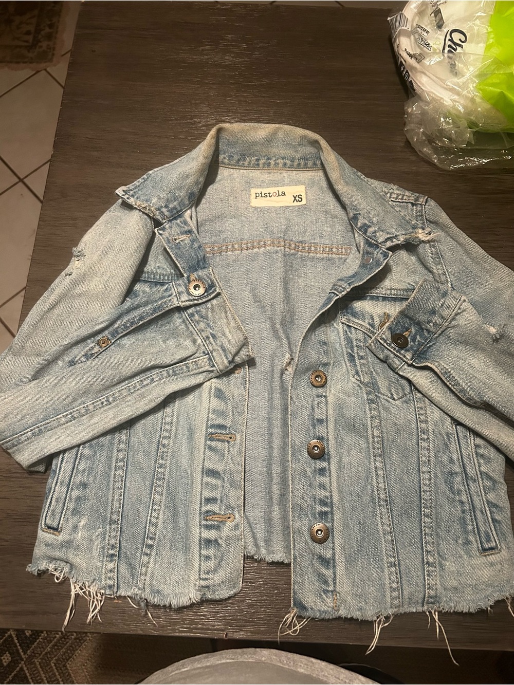 pistola Light Blue Distressed Denim Jacket
